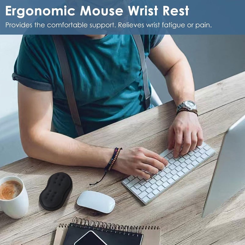 Vankey Mouse Wrist Rest, Desk Wrist Pad for Mouse, Comfortable Computer Mouse Wrist Support, Ergonomic Wrist Rest with Memory Foam Fillings, Non-Slip Base (Black) - Image 2